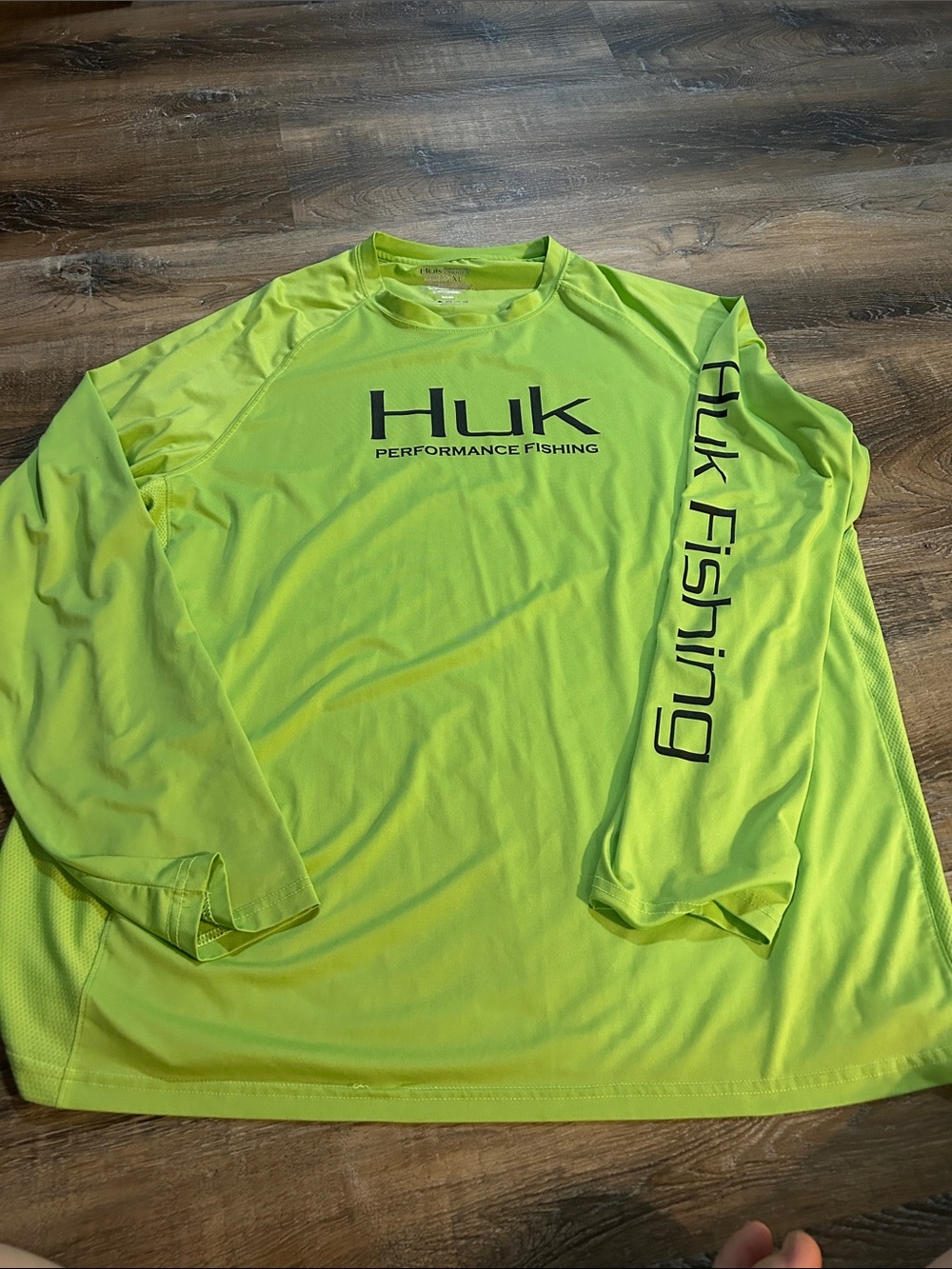 Huk Neon Yellow Performance Fishing Long Sleeve Shirt